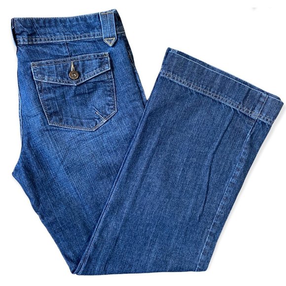 Eddie Bauer Womens Boot Cut Jeans Blue Pockets Dark Wash Mid Rise Denim 6 R - Picture 3 of 11